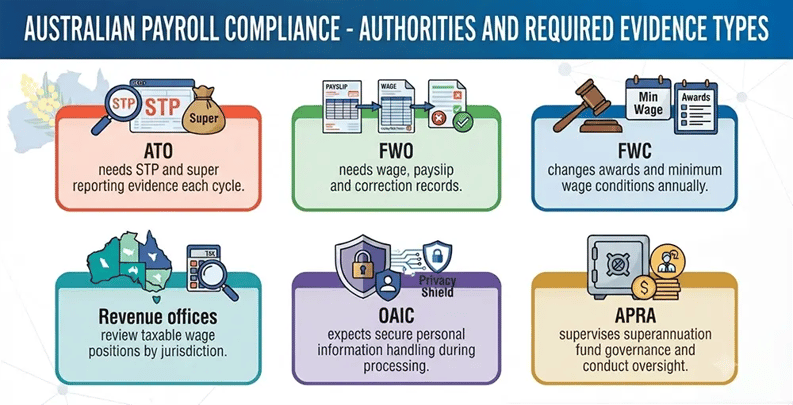 Ramco Payce map of Australian payroll compliance authorities