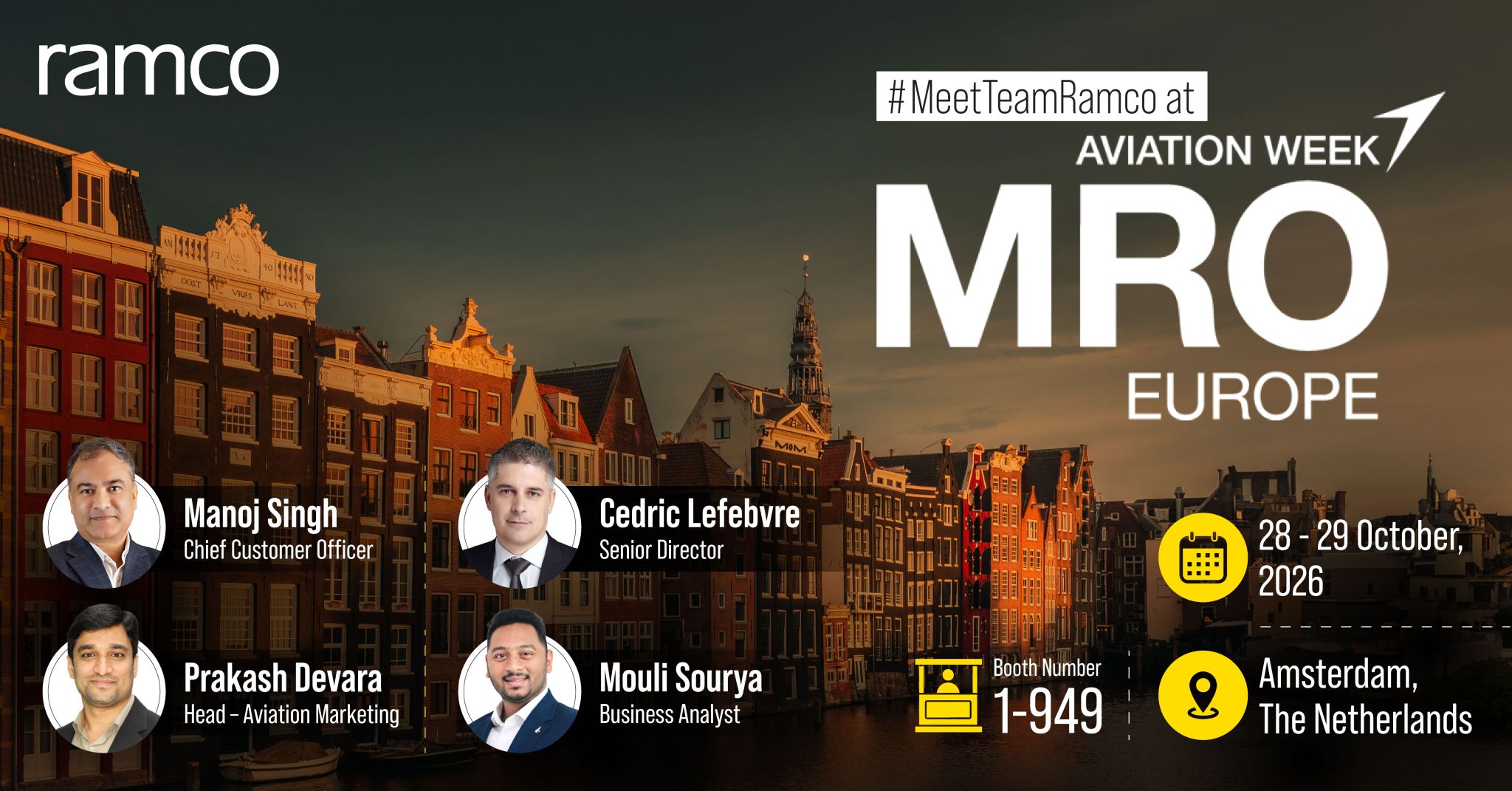 Meet Team Ramco at: MRO Europe 2026
